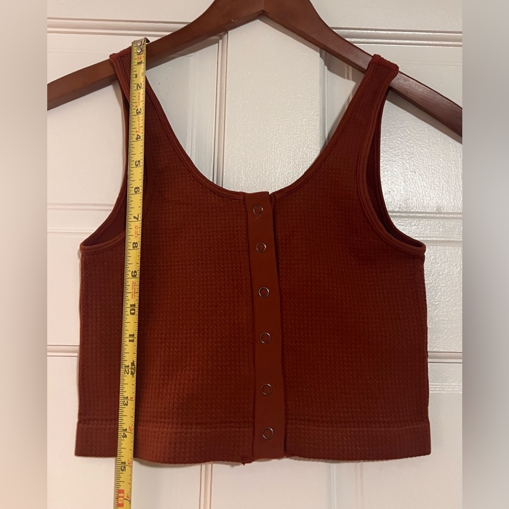 Aeropostale Waffle Knit Button-Front Tank Top - Rust Brown